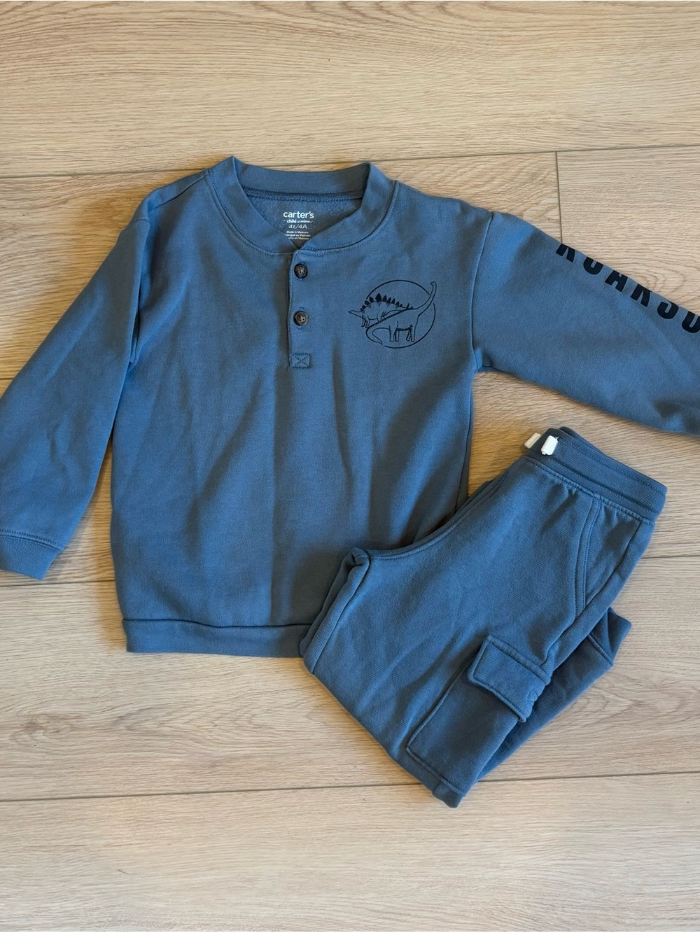 Carter's Slate Blue Dino Henley & Cargo Jogger Set